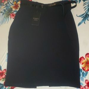 Revamped black skirt NWT M belted
